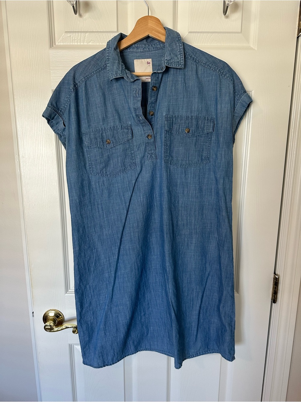 Casual Denim Shirt Dress - Blue
